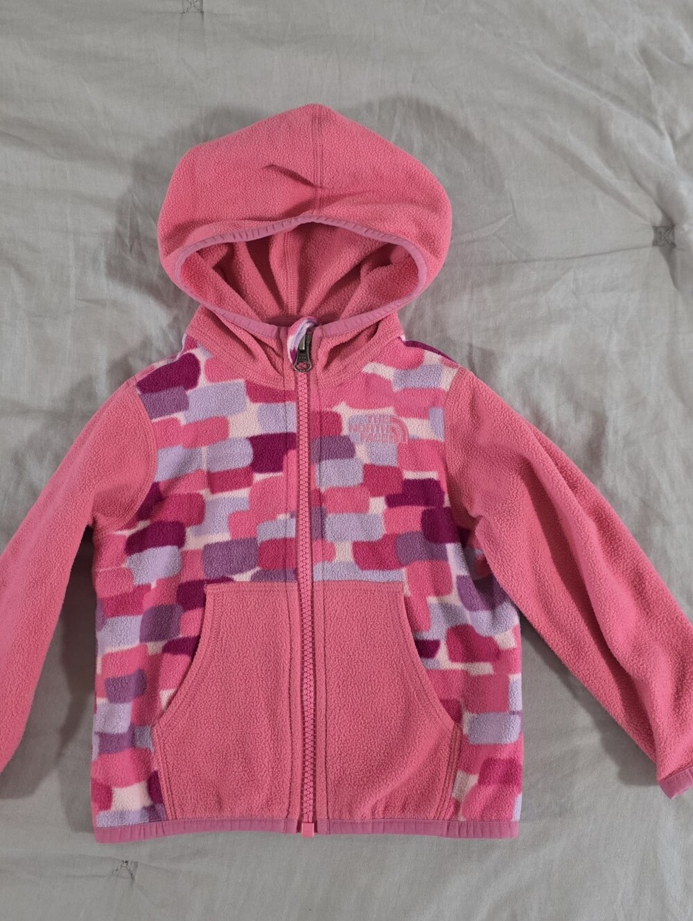 The North Face Baby Girl Pink & Purple Abstract Full Zip Hooded Fleece 12-18M